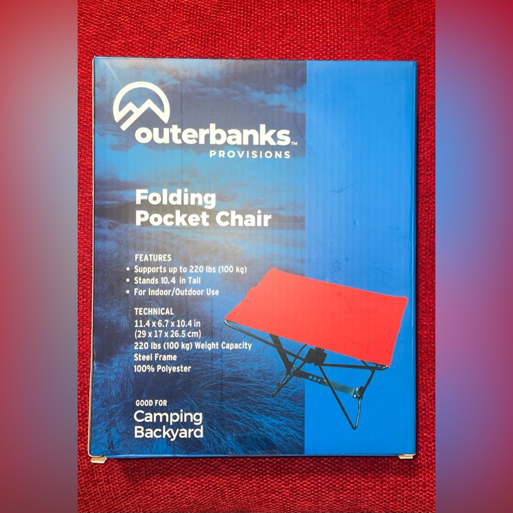 OUTERBANKS FOLDING POCKET CHAIR 220 p WEIGHT CAPACITY
